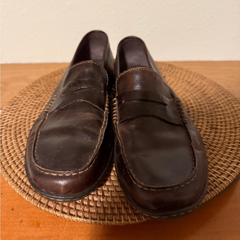 Born Men's Dark Brown Leather Penny Loafers